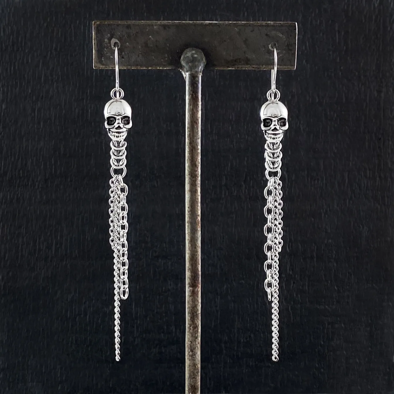 ROGUE Skull & Spine Tassel Earrings