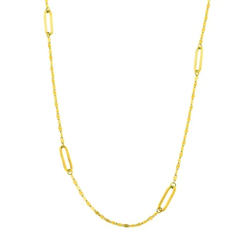 Roset Gold Label Robin Adjustable Hammered Long Link Station Necklace