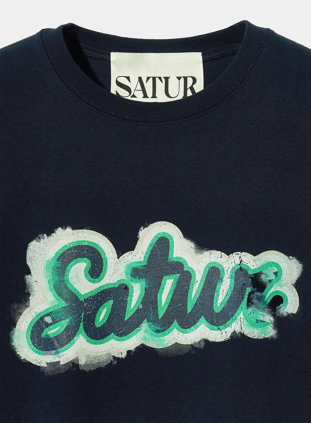 SATUR  |Unisex Street Style U-Neck Plain Cotton Short Sleeves Logo