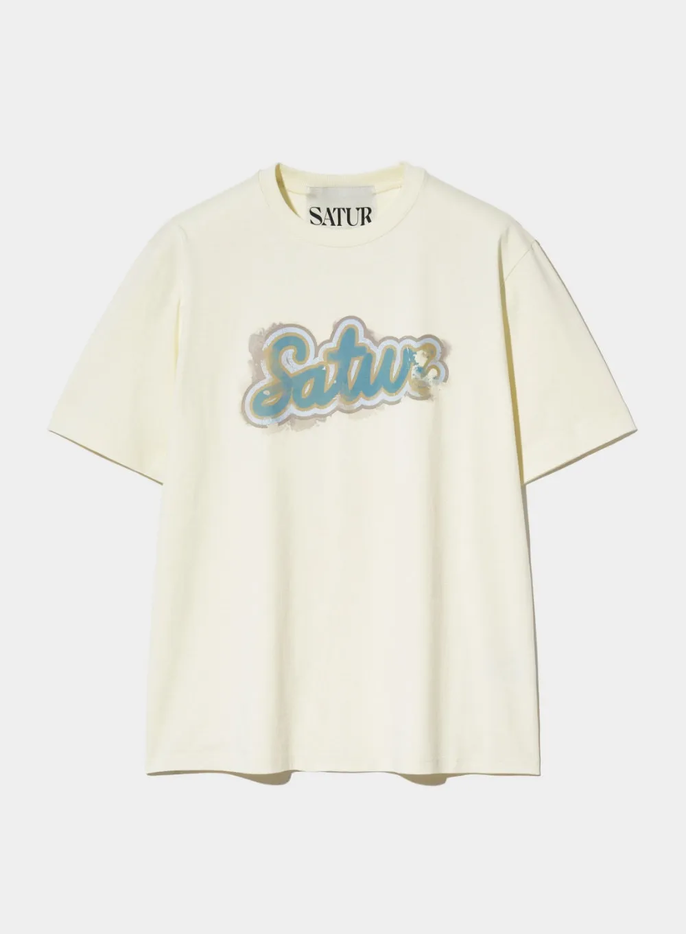 SATUR  |Unisex Street Style U-Neck Plain Cotton Short Sleeves Logo