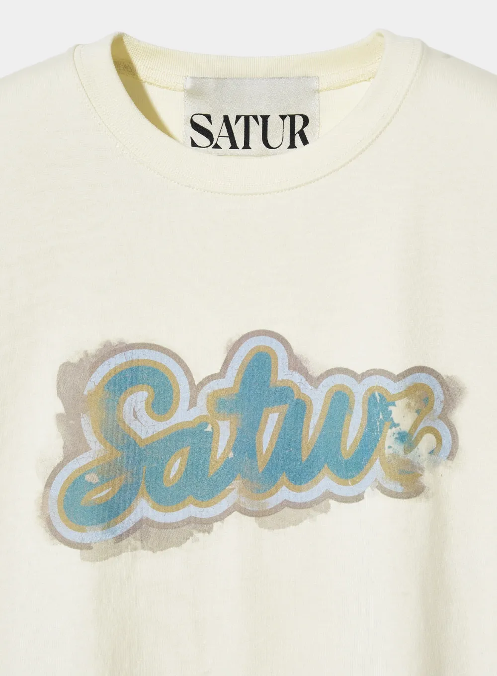 SATUR  |Unisex Street Style U-Neck Plain Cotton Short Sleeves Logo