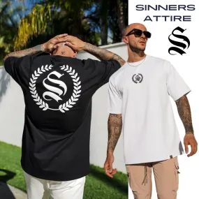 SINNERS ATTIRE  |Blended Fabrics Street Style U-Neck Bi-color Plain Cotton