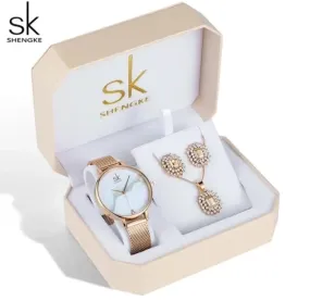 Sk Jewelry Lady Set Gift (Watch, Necklace & Earrings)