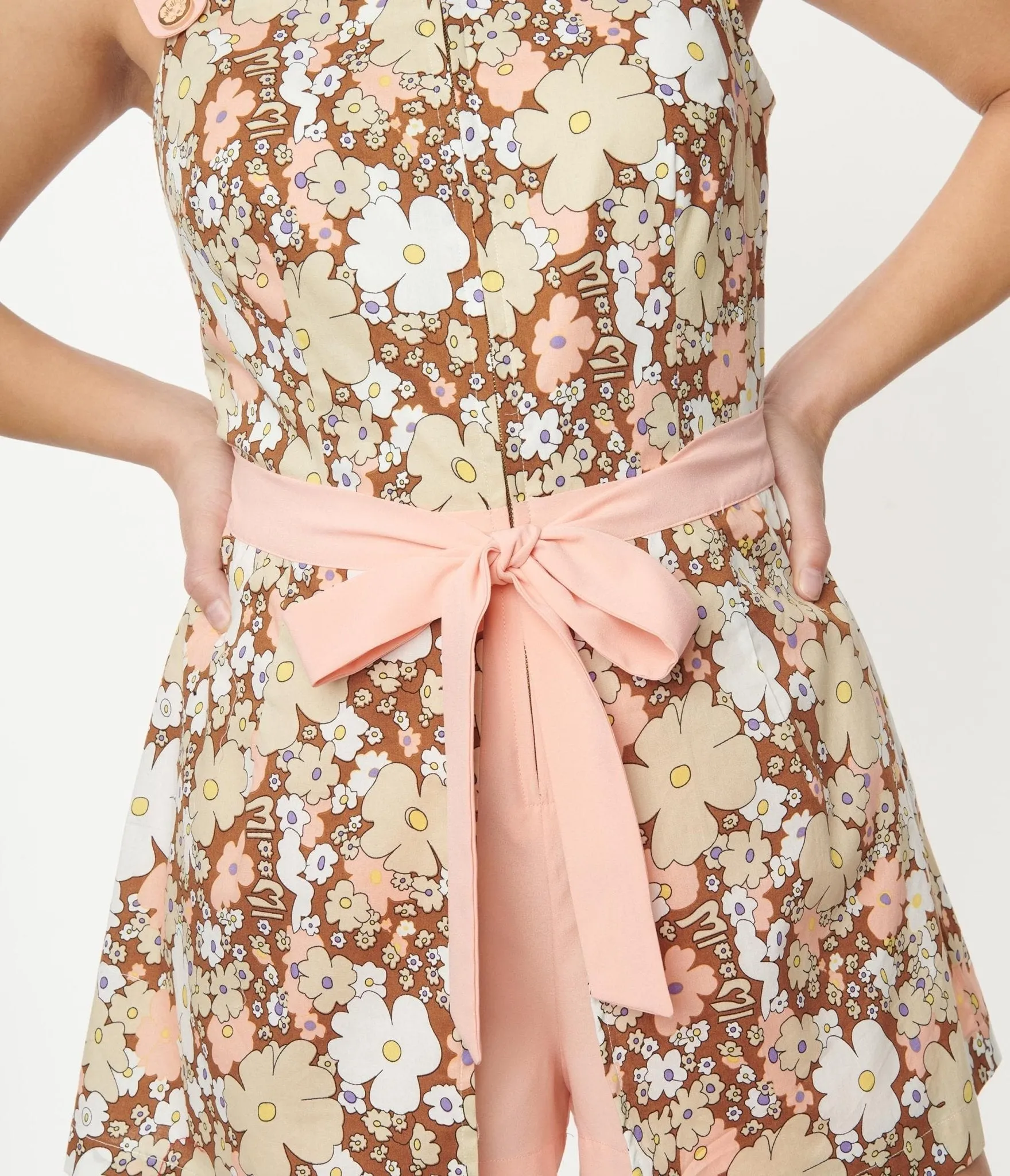 Smak Parlour Pink & Brown Floral Sweet & Sassy Skirted Romper