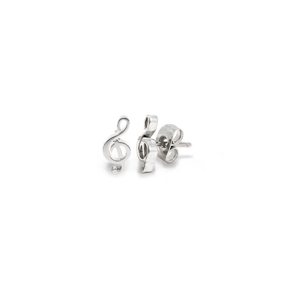 Stainless Steel Clef Stud Earrings Set of Three