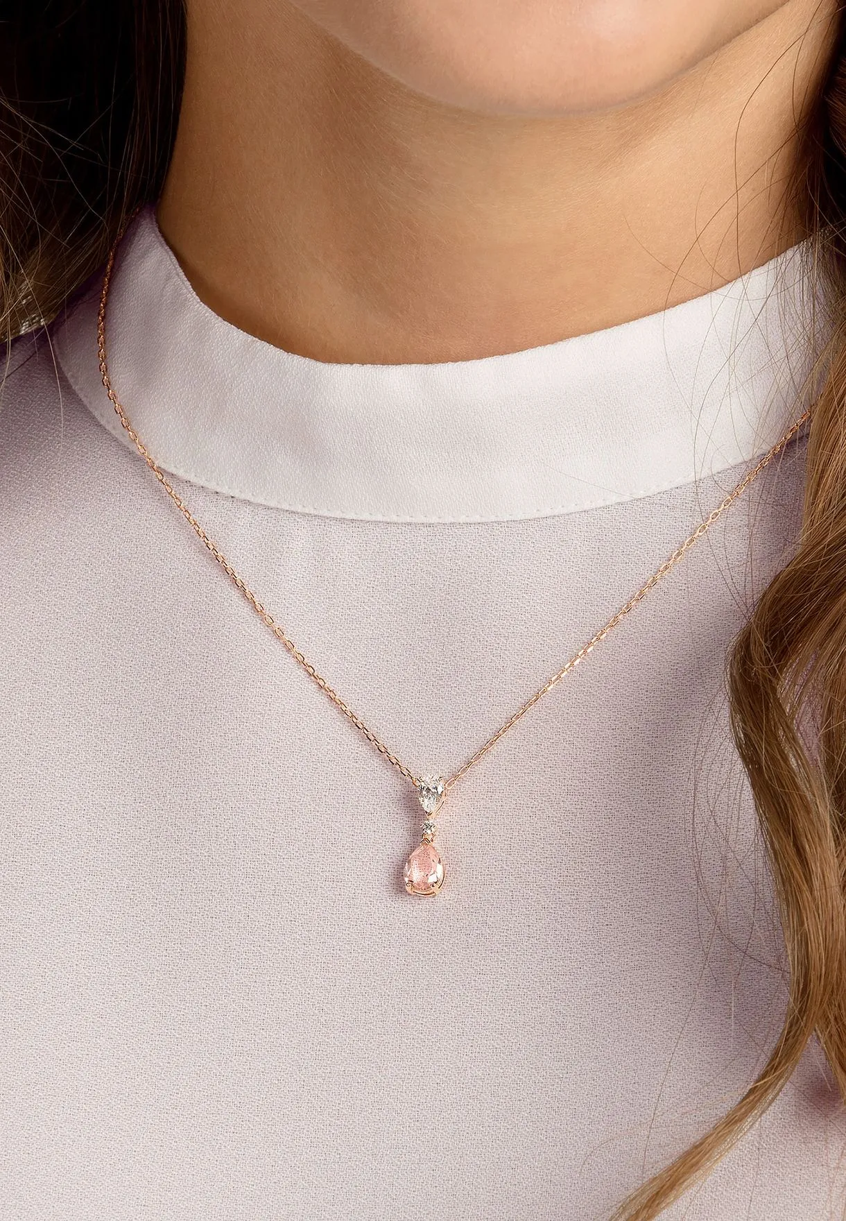 Swarovski VINTAGE PENDANT Necklace, Pink, Rose Gold Tone -5457621