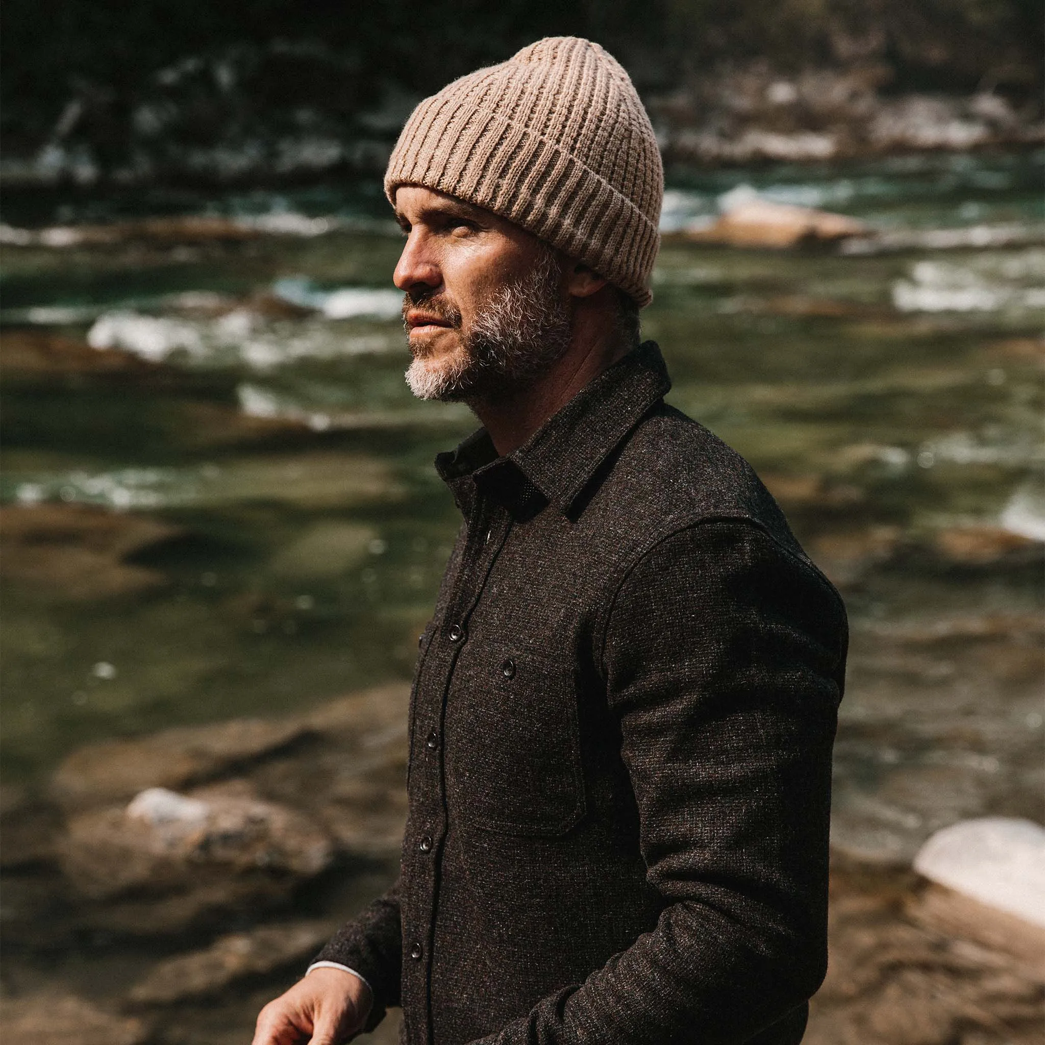 The Waffle Beanie in Camel Merino