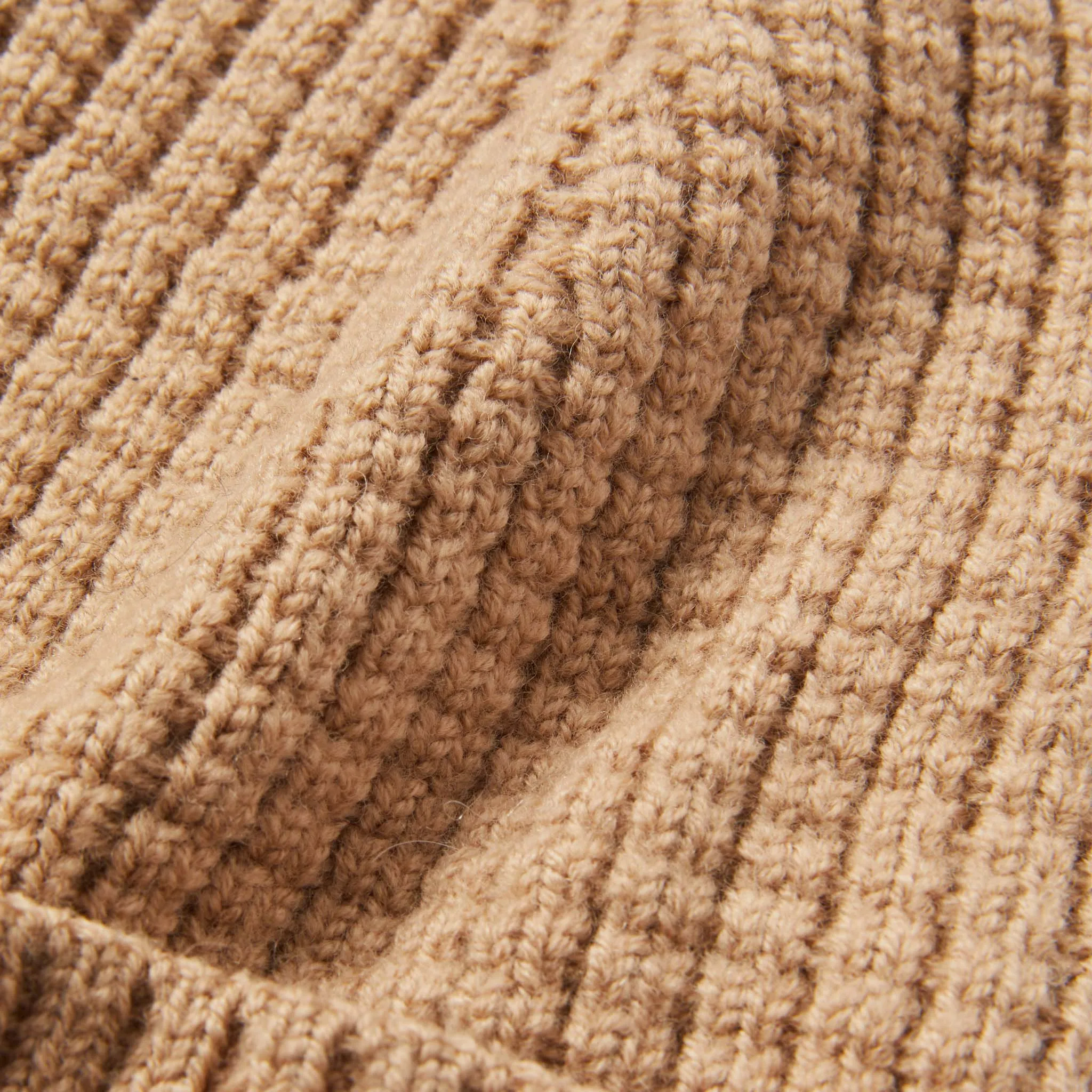 The Waffle Beanie in Camel Merino