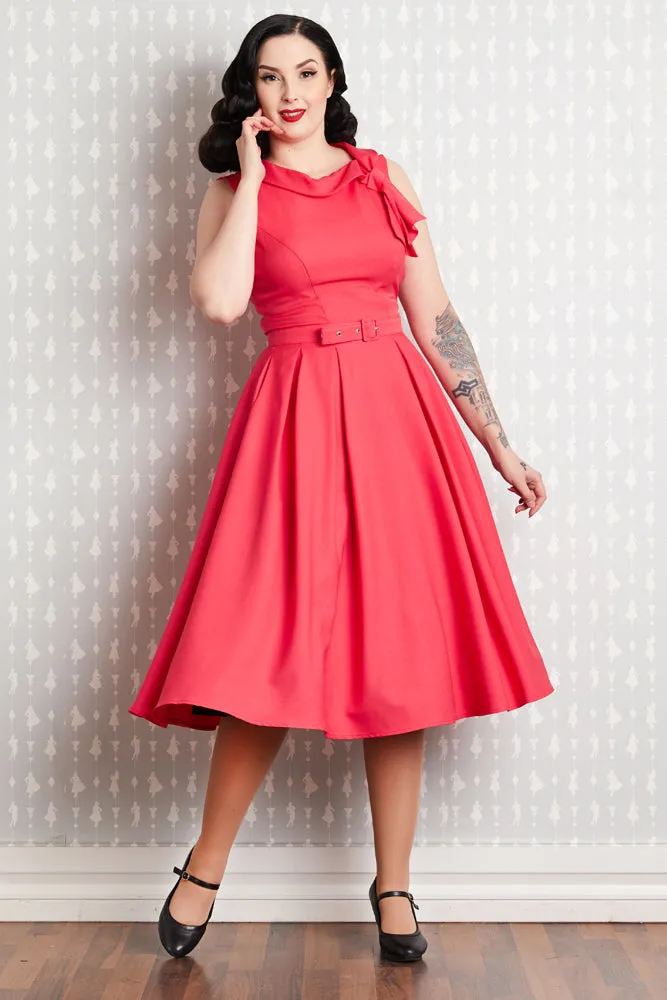 Thelise-Coral Flirty Swing Dress (S ONLY)