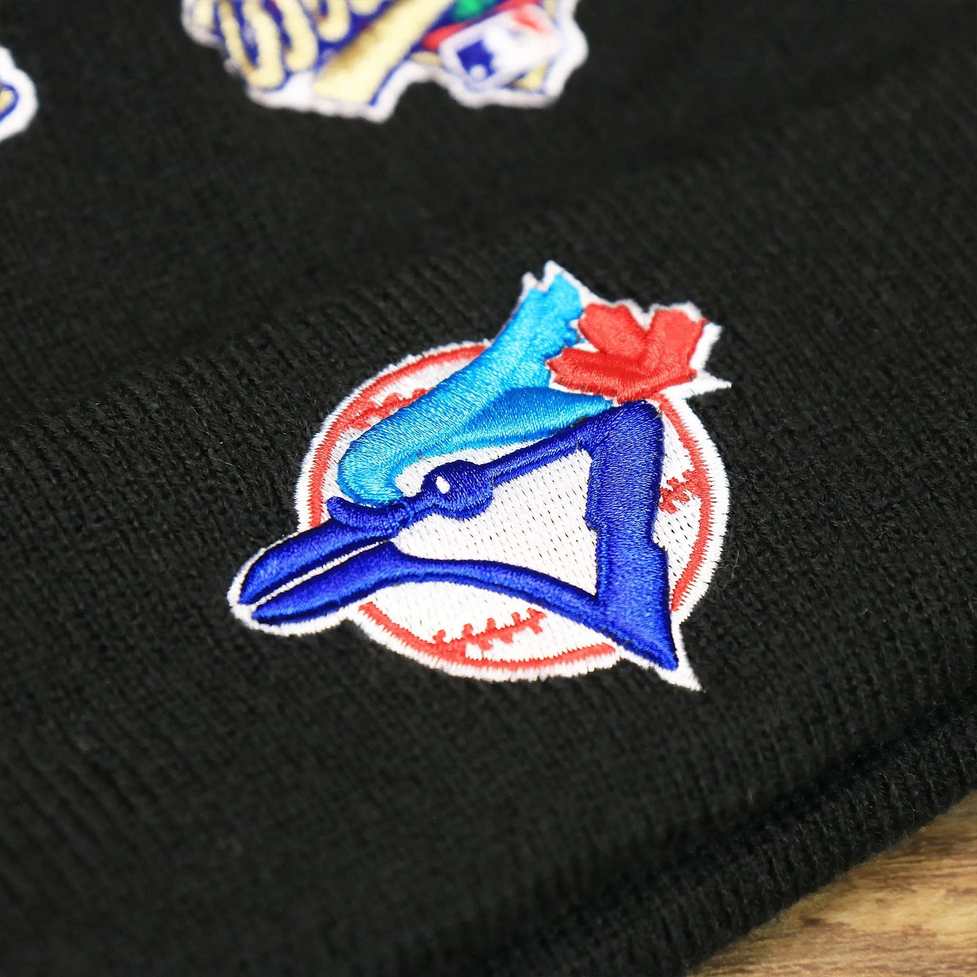 Toronto Blue Jays All Over World Series Side Patch 2x Champion Knit Cuff Beanie | New Era, Black