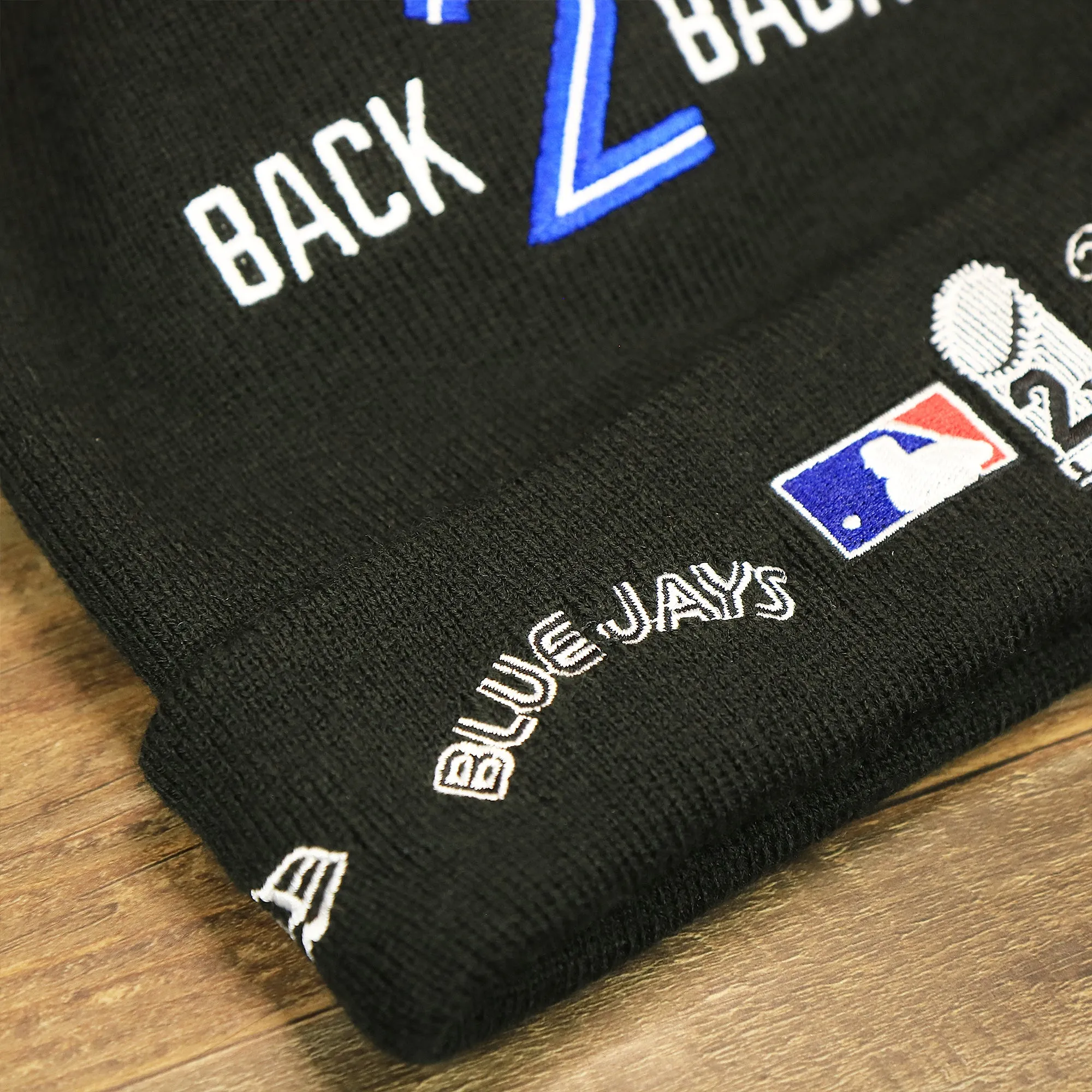 Toronto Blue Jays All Over World Series Side Patch 2x Champion Knit Cuff Beanie | New Era, Black