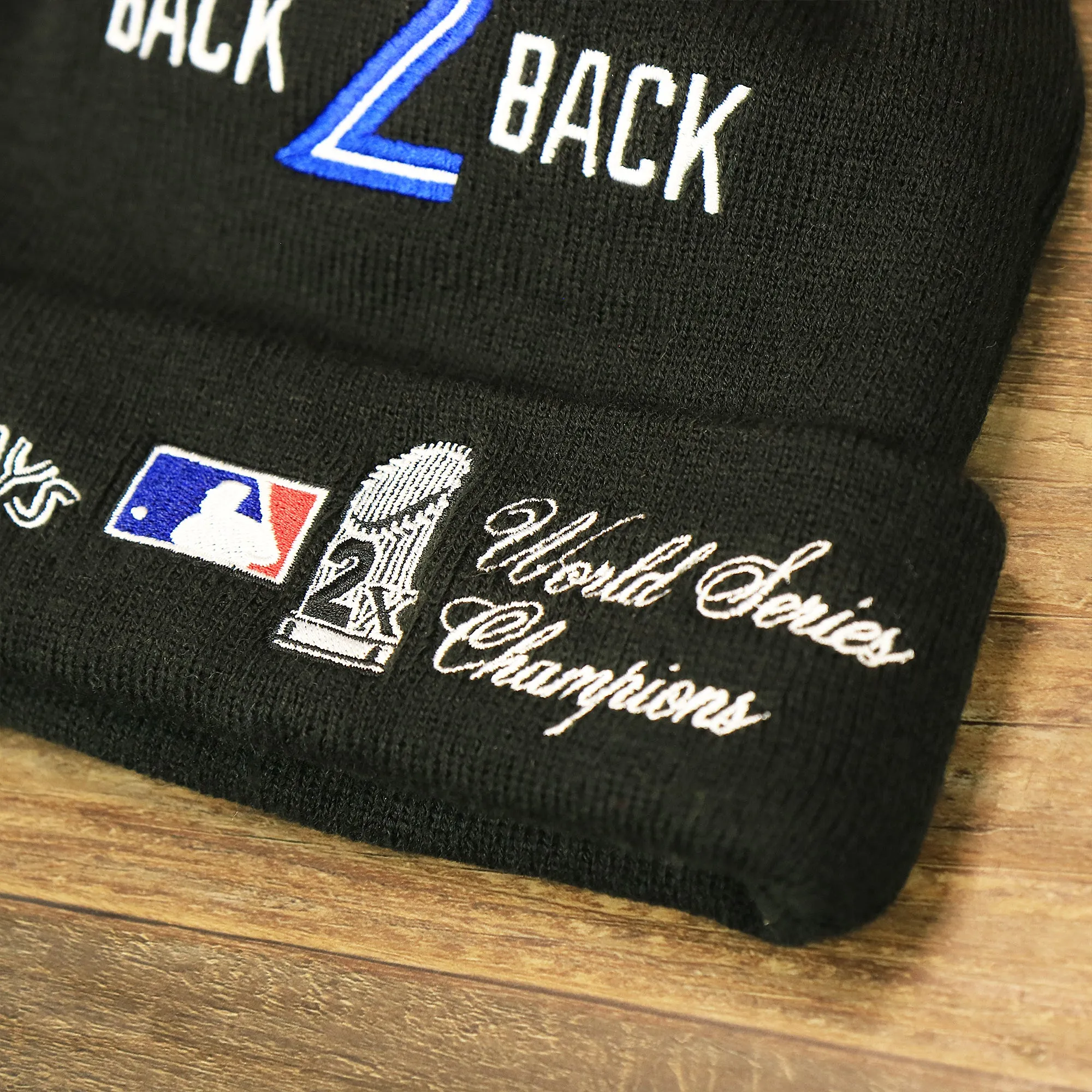 Toronto Blue Jays All Over World Series Side Patch 2x Champion Knit Cuff Beanie | New Era, Black