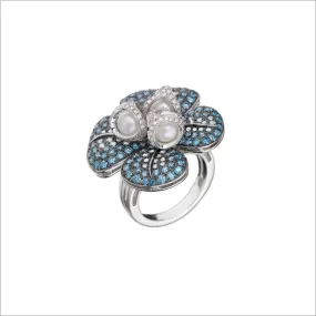 Triadra 18K Gold & Blue Sapphire Flower Ring