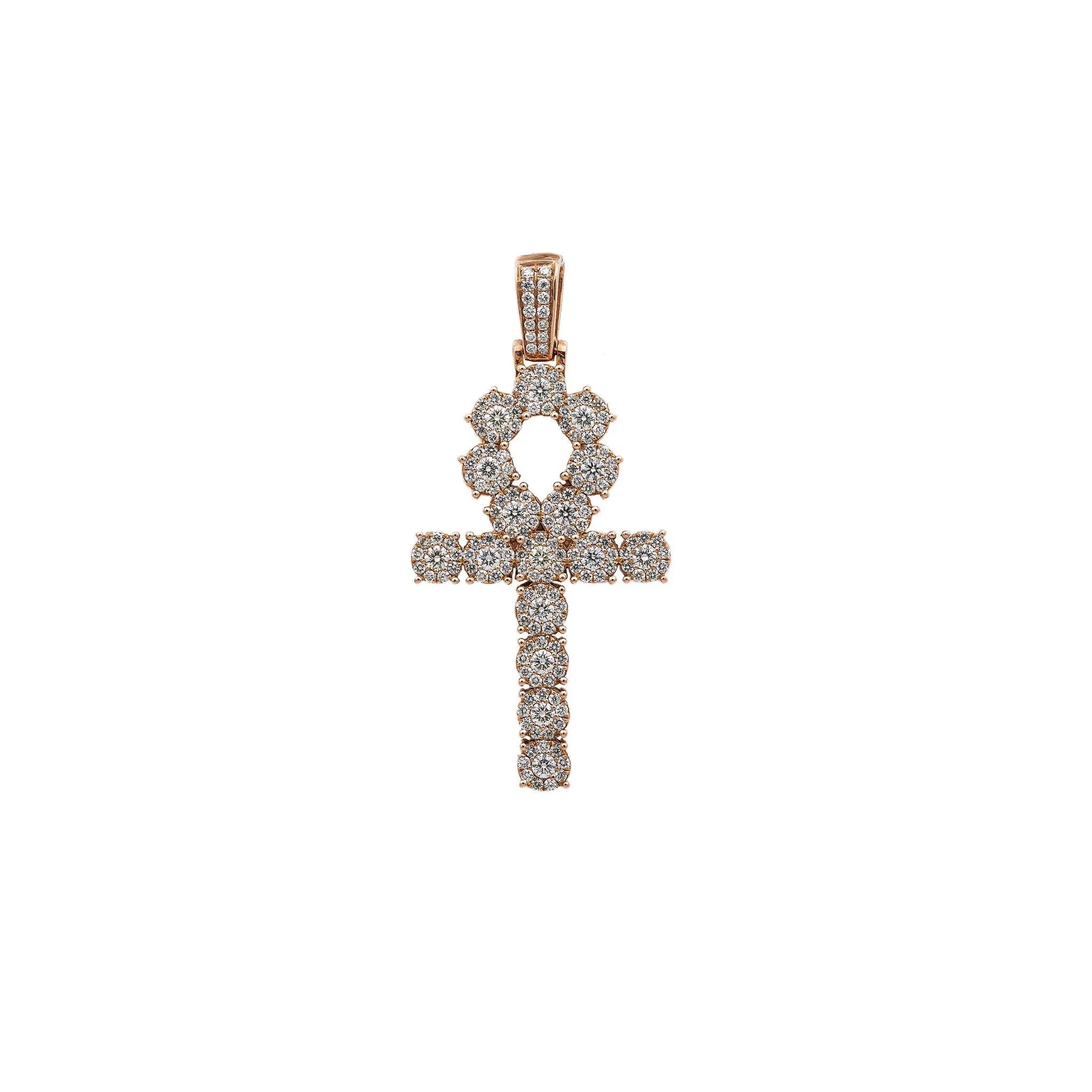 Unisex 14K Rose Gold Pendant with 2.97 CT Diamonds