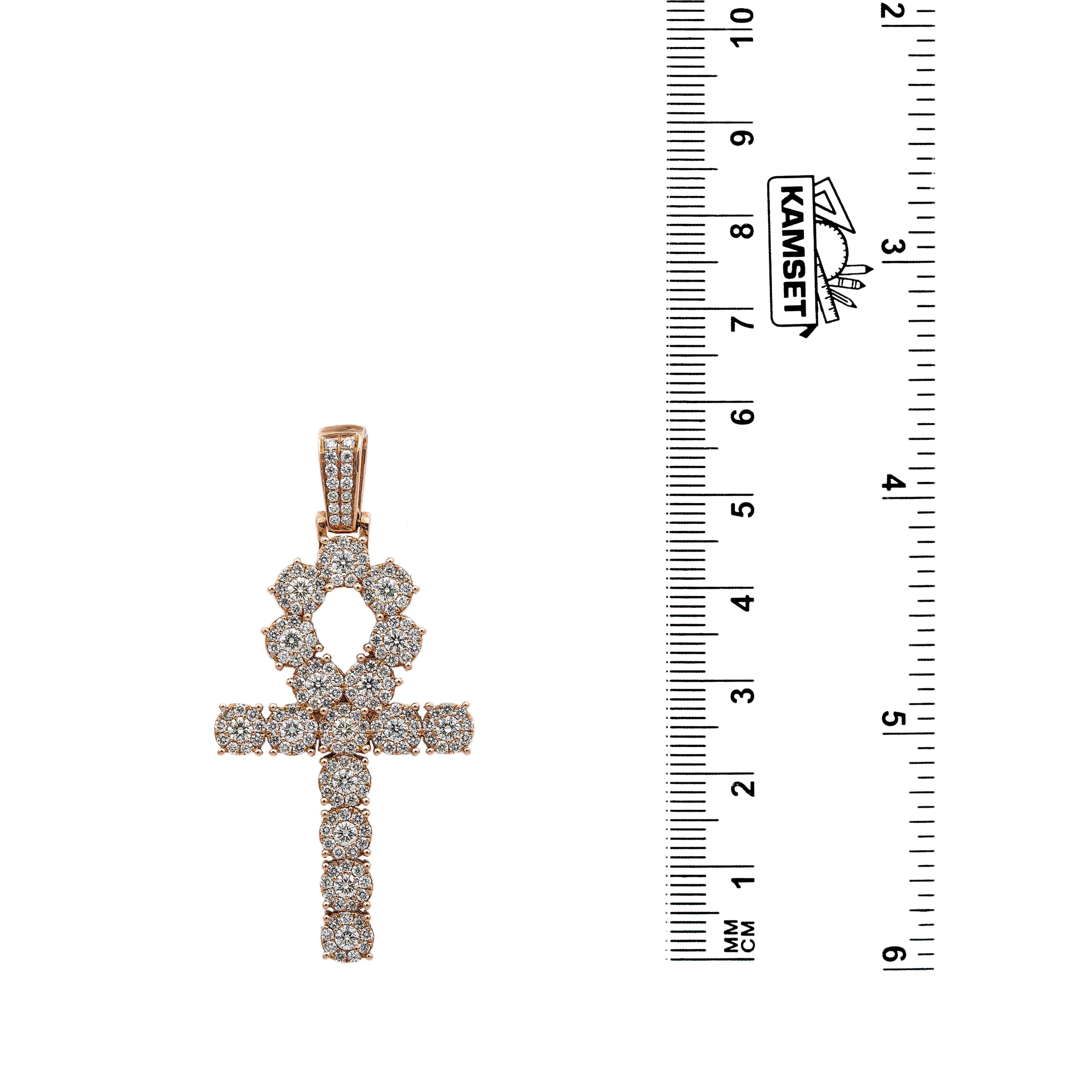 Unisex 14K Rose Gold Pendant with 2.97 CT Diamonds