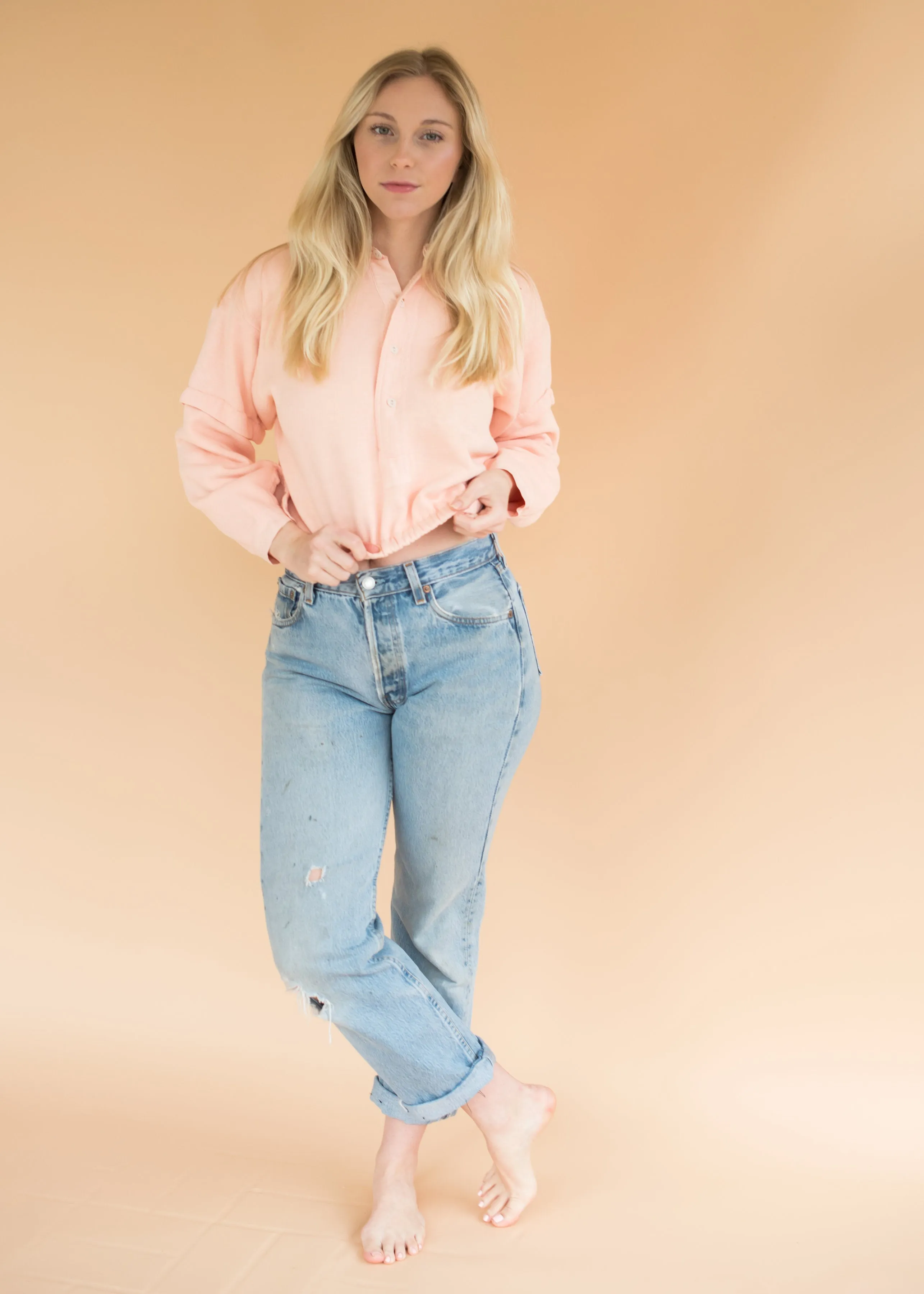 Vintage Peach Cropped Sweatshirt