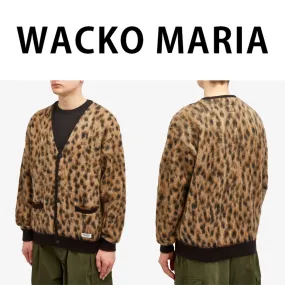 WACKO MARIA  |Leopard Patterns Unisex Wool Nylon Logo Cardigans