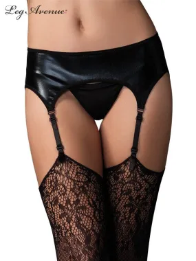 Wet Look Garter Belt Black