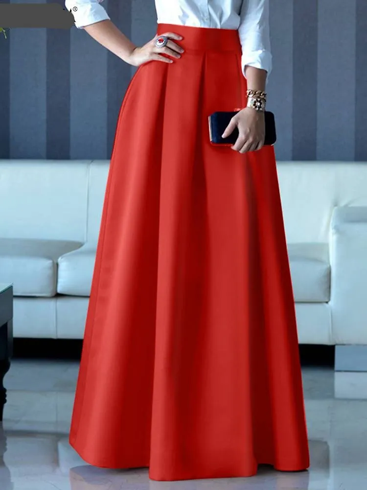 Womens Elegant High Waist Maxi Long Skirt