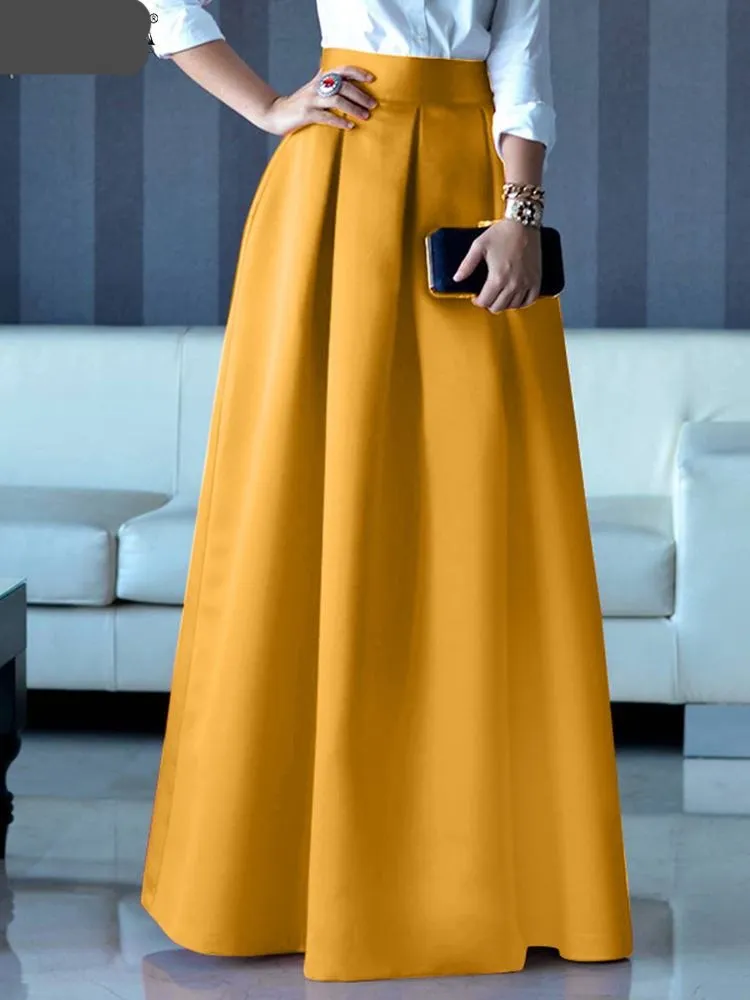 Womens Elegant High Waist Maxi Long Skirt