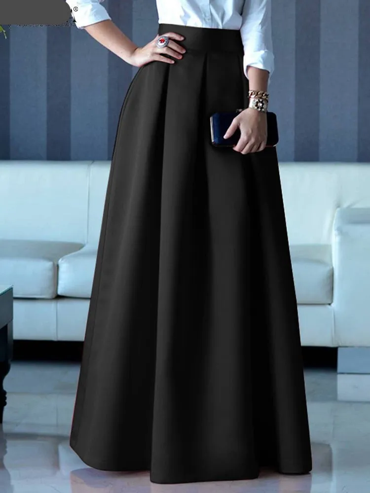 Womens Elegant High Waist Maxi Long Skirt