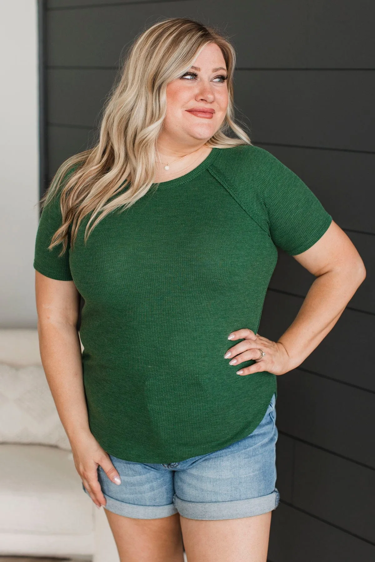 World Of My Own Short Sleeve Top- Dark Green